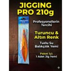 FB Cup Jigging Pro 210G Jig Suni Yem - Turuncu & Altın Renk - Profesyonel Tuzlu Su Balıkçılık Yemi