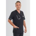 Fbc Tekstil V Yaka Doktor Önlüğü Eczacı Önlüğü Laborant Önlüğü Hemşire Önlüğü Estetisyen Önlüğü Lacivert Kısa Kol Erkek Önlük - Turkuaz