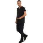 Fbc Tekstil V Yaka Doktor Önlüğü Eczacı Önlüğü Laborant Önlüğü Hemşire Önlüğü Estetisyen Önlüğü Siyah Kısa Kol Erkek Önlük - 4XL - Renkli