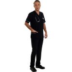 Fbc Tekstil V Yaka Doktor Önlüğü Eczacı Önlüğü Laborant Önlüğü Hemşire Önlüğü Estetisyen Önlüğü Siyah Kısa Kol Erkek Önlük - Turkuaz