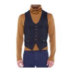 FBI Erkek Lacivert Slim Fit Metal Düğmeli Denim Kot Yelek 6002-1001