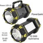 FBI F.B.I F-262 Yeni Güçlü Çift Taraflı Taşınabilir Spot Ve Işıldak USB Powerbank Şarjlı Fener