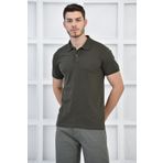 FBI Haki Erkek Düz Pike Polo Yaka Likralı Slim Basıc T-shirt F51610