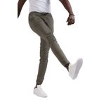FBI Jeans Dar Ve Lastikli Paça Beli İplikli Kanvas Kumaş Slimfit Jogger Pantolon HAKİ 30