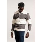FBI Polo Yaka Kalın Çizgili 3 İplik İçi Şardonlu Slimfit Sweatshirt ANTRASİT S