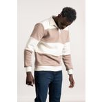FBI Polo Yaka Kalın Çizgili 3 İplik İçi Şardonlu Slimfit Sweatshirt KAHVERENGİ M