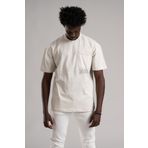 FBI Yarım Oversize (Hafif Bol Kesim) Bisiklet Yaka Cepli Pamuklu T-shirt KREM L