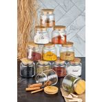 FBZhome 12li Ahşap Kapaklı ( Kaşıklı ) Cam Kavanoz Saklama Kabı Baharatlık Seti 500 ml