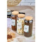 FBZhome 3lü Ahşap Kapaklı Çay & Şeker & Kahve Saklama Kabı 1300 Ml Cam Kavanoz