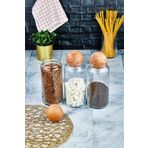 FBZhome 3lü Büyük Boy Ahşap Top Kapaklı Kavanoz Seti Cam Saklama Kabı 1300 ml