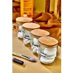 FBZhome 4'lü Ahsap Kapaklı Kulak Pamuğu&pamuk&makyaj Pamuğu&diş Ipi Saklama Kutusu/organizeri 400 Ml