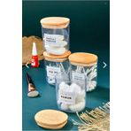 FBZhome 4lü Ahsap Kapaklı Kulak Pamuğu&pamuk&makyajpamuğu&diş Ipi Saklama Kutusu 400 ml Akrilik Set