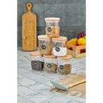 FBZhome 6lı Ahşap Kapaklı Mika Damla Baharatlık Seti 400 Ml Sızdırmaz Akrilik Kavanoz Takımı