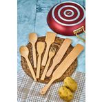 FBZhome 7li Ahşap Yemek Kaşığı Çatal Spatula Çevirgeç Seti Tahta Kaşık