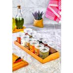 FBZhome Ahşap Standlı Lüks Mika Baharatlık Seti -Sızdırmaz Kapaklı 12 Adet ( 6 x 200 Ml - 6 x 250 Ml)