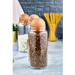 FBZhome Ahşap Top Kapaklı Cam Kavanoz 1300 Ml (1 Adet)