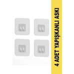 FBZhome Süper Güçlü Yapışkanlı Banyo Askısı Yedek 4 Adet Sticker Raf Tutucu Askı
