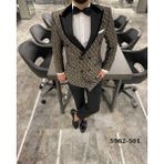 Fc Plus Damatlık Kruvaze Takım Elbise - Sarı - 6 Drop - 48
