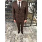 Fc Plus Kruvaze Takım Elbise - Kahve - 6 Drop - 54