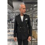 Fc Plus Metal Düğmeli Kruvaze Takım Elbise - Siyah - 56