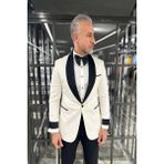 Fc Plus Şal Yaka Saten Premium Beyaz Damatlık Takım Elbise - 64