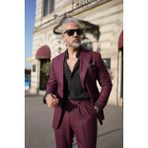 Fc Plus Torba Cep Pileli Yün Takım Elbise - Bordo - 48