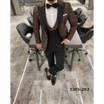 Fc Plus Yelekli Damatlık Takım Elbise - Kahve - 6 Drop - 52