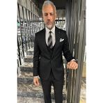Fc Plus Yelekli Takım Elbise Slim Fit Erkek Siyah Renk Düz Desenli Tüm Sezonlar İçin Özel Model - 50