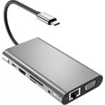 Fc31 Uyumlu Type-C™ Usb-C To 4* Usb 3.0 4K 1080P Hd Hdmi Vga Pd Aux Ses Sd Tf Kart 11In1 Çevirici Hub Adaptör