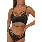F&D Fancy&Dancy Kadın Şık Dnatel Iç Çamaşır Takımı - 2 Parça Sütyen Külot Takımı - 5850 (Siyah, Large)