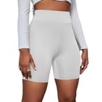 F&D Fancy&Dancy Kadın Siyah Yüksek Bel Spor Şort - Bel Kontrolü Olan Yoga Koşu Fitness Şortları - 4097 (Beyaz, Small)
