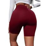 F&D Fancy&Dancy Kadın Siyah Yüksek Bel Spor Şort - Bel Kontrolü Olan Yoga Koşu Fitness Şortları - 4097 (Bordo, Medium)