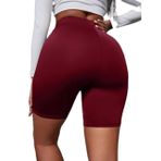 F&D Fancy&Dancy Kadın Siyah Yüksek Bel Spor Şort - Bel Kontrolü Olan Yoga Koşu Fitness Şortları - 4097 (Bordo, Small)