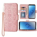 FDCWTSH HTC 10 Cüzdan Kılıfı ile Uyumlu Bilek Kayışı Kordon Deri Flip Kart Tutucu Stand Cep Aksesuarları Folyo Cüzdan Kredi Kimlik Yuvası Tam Telefon Kılıfı HTC One M10 Kadın Erkek Pembe Altın