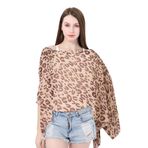 FDEETY Kadınlar için Plaj Örtüsü, V Yaka 3/4 Çan Kollu Gömlek Düğmeli Önden Bağlamalı Leopar Baskılı Mayo Bikini Örtüsü, haki, M