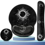 FDHHKJUKO Mouse Pad Bilek Desteği Jel, Kaymaz Kauçuk Tabanlı Bellek Köpüğü Klavye Bilek Dinlenme Pedi Dizüstü Bilgisayar Ev Ofis Çalışma Oyun Kablosuz Fare Altlığı, Ay ve Güneş Hassas Desen