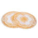 Fdit 2PCS Placemats, Altın Dantel PVC Masa Paspasları, Düğün Parti Malzemeleri için Yuvarlak Kahve Fincanı Mat Coaster Yemek Masası Dekoru, 38x38cm (Dairesel Desen 02)(2#)