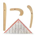 FDM 4 Parça Set - 3 Parça Ahşap Riga Seti ve Modelist Gönyesi - Riga Takımı - Cetvel