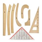 FDM 8 Parça Set - 7 Parça Ahşap Riga Seti ve Modelist Gönyesi - Riga Takımı - Cetvel