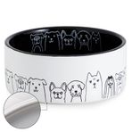 FE FUN ELEMENTS Seramik Köpek Kaseleri, Küçük Köpekler için Kaymaz Köpek Kaseleri, 16 Oz Siyah Köpek Maması Kaseleri Sevimli Köpek Desenli Köpek Su Kasesi (Small, Siyah)
