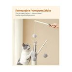 Feandrea PCT143W01 Kedi Ağacı, Tırmalama Tahtalı, 3 Çıkarılabilir Ponpon Çubuğu, 118 Cm, Açık Gri - Option-1