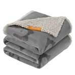 FEANDREA Su geçirmez köpek örtüsü, Sherpa polar evcil hayvan örtüsü, orta ve büyük köpekler için, kediler, 152 x 127 cm, XL, makinede yıkanabilir, çift taraflı koltuk kılıfı, gri PPB060G01
