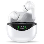 FEANS A6 Kablosuz Kulaklık, Bluetooth 5.3 Kulaklık, Dahili Mikrofon, LED Güç Ekranı, Kulaklıklar, Su Geçirmez, Stereo Kulak İçi Kulaklık, Derin Baslı, iPhone Android için (Beyaz)