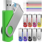 FEBNISCTE, 10 GB USB bellek, 10 adet, katlanabilir, Flash Drive çok renkli bellek çubuğu, anahtar halkalı pendrive USB 2.0 Flash sürücü, 10'lu bilek halatlı veri belleği
