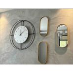 Febrini Aynalı Duvara Asılabilen Dekor ve Kahve Sunumluk Oval Gold Tepsi 12X30 cm 3 Adet