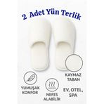 Febros 2 Adet Yumuşak Yün Ev Misafir Günlük Kaymaz Terlik Günlük Ev Terliği Çeyiz Bohça Gelin Terlik