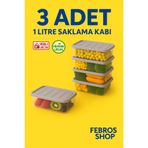 Febros 3'Lü 1L Derin Dondurucu Saklama Kabı Set Buzluk Mikrodalga Gıda Gri Plastik Kap