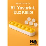 Febros 6 Sıralı Silikon Yuvarlak Buz Kalıbı – Kahve, Içecek, Kokteyller Için Yuvarlak Buz Kalıbı - Turuncu