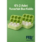 Febros 6’lı 2 Adet Yeşil Silikon Yuvarlak Buz Kalıbı – Kahve, İçecek, Kokteyller İçin Yuvarlak Buz Kalıbı