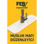 Febros Elastik Musluk Matı Su Tutucu Düzenleyici Kaydırmaz Taban Organizer Mutfak Banyo Lavabo Matı - Beyaz
